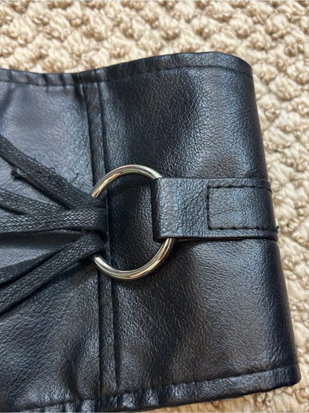 Black O-Ring Strap Zipper Corset Size Small/Medium